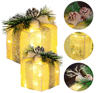 Boîtes cadeaux lumineuses de Noël 3 pièces, 60 lumières LED blanc chaud, design en guirlande, étanches IP67 pour l'extérieur