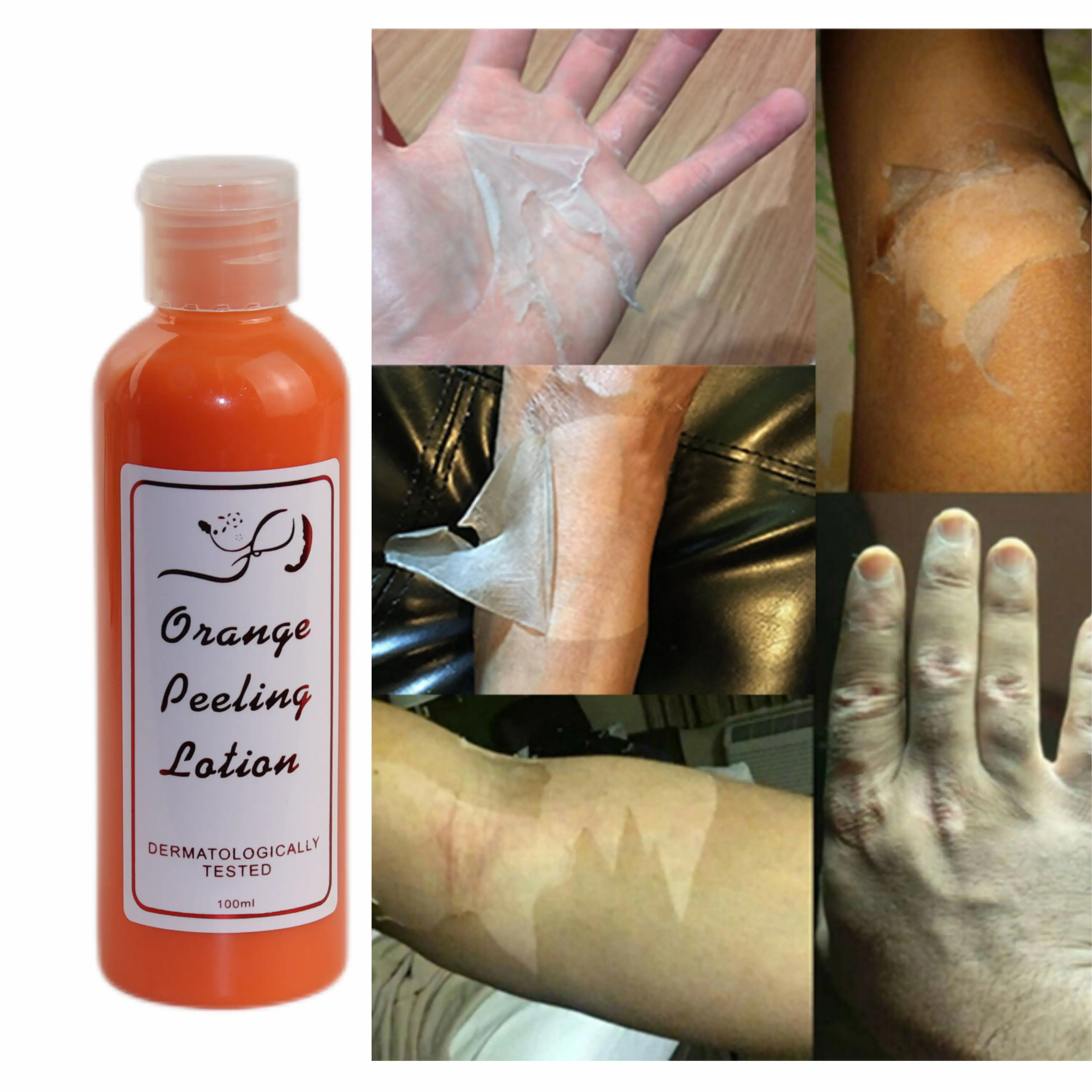 Marque privée blanchissant exfoliant Peeling huile Lotion pour le corps éclaircissant bio Orange Peeling Lotion produit de soin de la peau