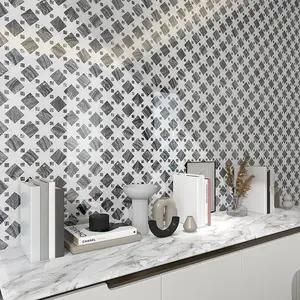 Грей и белый смешанный цвет цветочный узор мозаичная плитка для резки мраморной гальки мозаика - Product Image 4