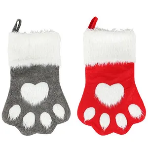 Natal Pribadi Menyajikan Hewan Peliharaan Kaus Kaki Natal Anjing Paw Kucing Desain Dekoratif Stocking