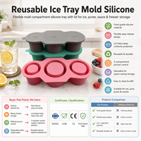 Moule à glaçons en silicone réutilisable avec logo personnalisé, OEM ODM, flexible, facile à démouler, compatible congélateur, empilable, qualité alimentaire