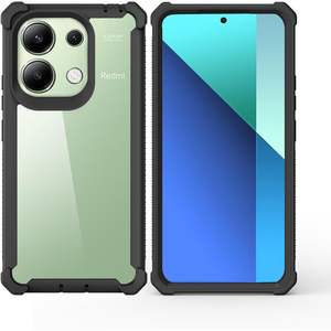 Coque de téléphone pour Redmi Note 13 4G, robuste, antichoc, protection intégrale, armure hybride, noire - Product Image 1