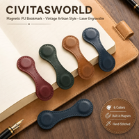 Marcadores Magnéticos de PU, Exquisitos y Creativos, Estilo Artístico Vintage, Marcadores Grabados con Láser, Papelería, Marcadores para Cuadernos