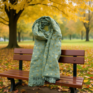 Sciarpa Lunga in Cotone Angelina TR 70x180cm con Stampa Cerchi Dorati, Accessorio di Moda - Product Image 2