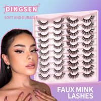 Cils faits main 20 paires 5D en faux vison, cils volumineux, vente en gros, cils naturels pour maquillage, cils russes en bande