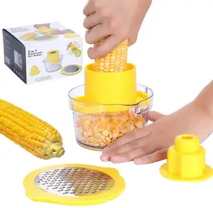 4 In 1 Multifunctionele Maïs Shucker Strippen Tool Stripper Houder Cutter Met Maatbeker Rasp Zester Corn Kernel Remover