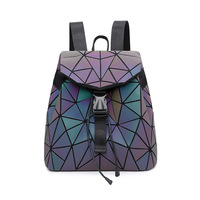 Nueva Mochila de Color Deslumbrante para Mujer, Mochila Geométrica con Diamantes, Mochila de Moda para Estudiantes, Color Mágico que Brilla en la Oscuridad, Cambia de Color