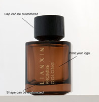 Bouteille de Parfum Carrée Ambrée de 50 ml, Forme Cube, Bouteilles en Verre Personnalisables
