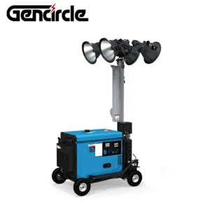 Genset Trailer berpendingin air dengan lampu LED kuat 5-9m didukung oleh Diesel/bensin