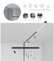 Barre LED magnétique linéaire encastrée sans cadre 48V 20mm ultra-mince avec gradation CCT DALI Tuya pour plafond de bureau et d'hôtel