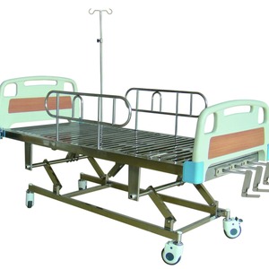 Shilehuan Manual Hospital <b>Bed</b> Stainless Steel Triple Crank Adult Nursing <b>Bed</b> Multi Functional With <b>Side</b> <b>Rails</b> And IV Pole - Product Image 2