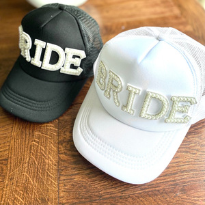 New Arrival Custom Crystal <b>Pearl</b> <b>Embellished</b> Bridal Trucker Hat White Bride Baseball Cap for Wedding Bachelorette Party Gift - Product Image 2