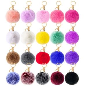 พวงกุญแจขนเฟอร์ฟูฟ่องสีชมพูขนาดใหญ่ 8 ซม. ขายส่งจำนวนมาก - Product Image 1