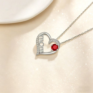 Collier Lettre Cœur Best-Seller Transfrontalier en Alliage de Zinc Plaqué Rhodium Style Rétro Tendance Pendentif Maman pour la Fête des Mères - Product Image 4