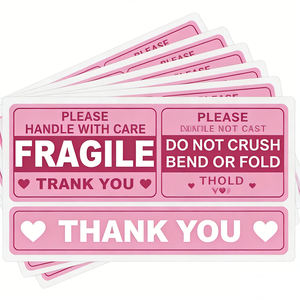 Etiqueta Adhesiva Rosa Frágil de 2''*3'' para Envíos, No Pisar, No Doblar, para Sobres, Cajas y Palés - Product Image 2
