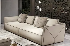 Sasian — ensemble de canapé 3 places en daim et cuir, Sofa de luxe, lampe, salon, maison, nouvelle collection 2022