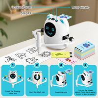 Robot de dessin et de peinture intelligent pour enfants avec 100 cartes, 5 thèmes, lumières et sons - Machine d'apprentissage éducative pour les 5-13 ans