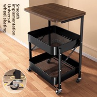 Étagère de rangement mobile et pliable à 4 niveaux en acier au carbone, style chariot médiéval, sur pied, pour snacks