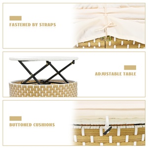 Ensemble <span class=keywords><strong>de</strong></span> canapé modulable rond <span class=keywords><strong>de</strong></span> luxe moderne et durable en rotin tressé bicolore avec auvent rétractable pour <span class=keywords><strong>jardin</strong></span> extérieur - Product Image 4