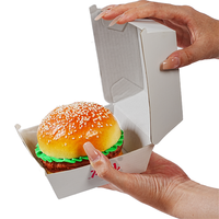 Boîte à hamburger pliable jetable en carton ondulé écologique avec logo personnalisé, gaufrage et pelliculage mat pour livraison rapide de repas