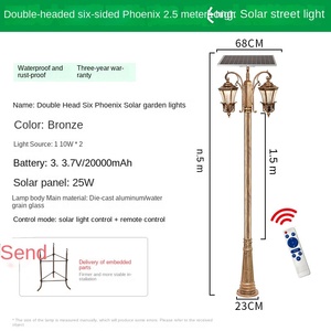 Lampadaire de jardin extérieur double lanterne LED IP66 à alimentation CA avec détecteur de mouvement, poteau métallique résistant aux intempéries, intensité variable, éclairage 10 ans - Product Image 2