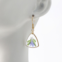 Anting Bunga Kering Geometris Modis untuk Wanita, Perhiasan Bunga Asli Warna-warni, Bunga Awet untuk Pesta, Hadiah Ulang Tahun
