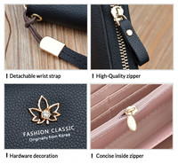 Dompet Panjang Kulit PU Premium untuk Wanita Tas Ponsel Clutch Mewah Dompet Ritsleting Kapasitas Besar Tali Pergelangan Tangan Multi-Fungsi