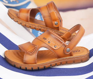 UP-0520J all'ingrosso pelle traspirante pantofole estate spiaggia sandali bassi uomini - Product Image 5