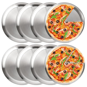 Özelleştirilmiş Logolu SS201 Paslanmaz Çelik Yemek Tabağı <span class=keywords><strong>Metal</strong></span> Pizza Tepsisi Yuvarlak Servis Tabağı Kamp Tabağı - Product Image 1