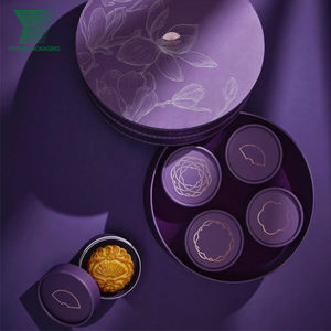 Venta al por mayor redondo grande pastel galleta caja de lata de lujo Luna pastel caja de embalaje para China Festival del Medio Otoño postre Mooncake - Product Image 1