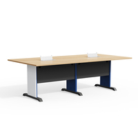 Bureau de travail modulaire moderne en acier en forme de I, réglable en hauteur, ergonomique, avec gestion des câbles, conception industrielle, montage facile