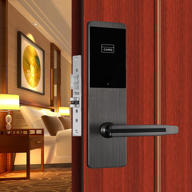 Smart Card Access Control Electronic RFID Door Hotel Room Apartment Intelligent Handle Safe Mortise Hotel Door Lock
