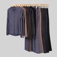 Ensemble pantalon évasé et legging DF pour femme, fermeture éclair dorée, respirant, très extensible, tissu doux comme du beurre, luxe yoga