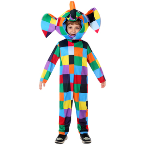 Costume di Halloween <span class=keywords><strong>Elefante</strong></span> Colorato Patchwork per Bambini, Travestimento per la Giornata Mondiale del Libro, Outfit per Spettacoli Scolastici, Vestito da <span class=keywords><strong>Elmer</strong></span> del Libro delle Storie - Product Image 2