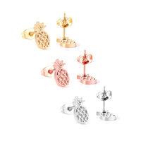 Usine de commerce extérieur Design de mode Boucles d'oreilles en acier inoxydable Ananas creux Cadeau en gros Dames