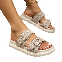 Chaussons décontractés pour femmes à semelle épaisse, à double boucle et à sangle unique, légers et confortables