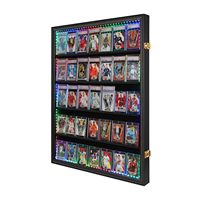 Vitrine d'exposition lumineuse LED verrouillable à 35 emplacements pour cartes de sport, avec support mural en bois et plexiglas, pour collection de cartes à collectionner classées
