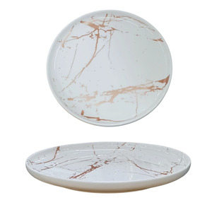 PLATO PLANO DE PORCELANA CON LÍNEAS BLANCAS DE MÁRMOL, DIÁMETRO 26 CM, Efecto Mármol Blanco - Product Image 1