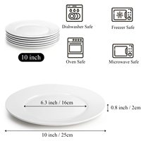 Assiettes plates en porcelaine blanche de 10,5 pouces, prêtes à être expédiées en gros, assiettes rondes en céramique pour restaurant, mariage, hôtel