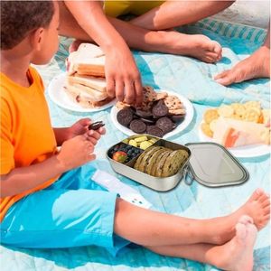 1400ml Stainless Steel Bento <b>Box</b> With 4 & 5 <b>Compartments</b> Water-proof Leak-proof for Food Storage - Product Image 4