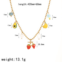 Collar de cuentas redondas de acero inoxidable TD para mujer, collar con colgante de serie de frutas y plátanos de fresa