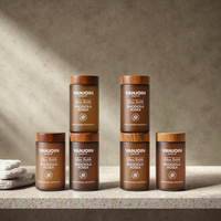 Bocal en verre ambré givré de 150 ml avec couvercle en bois pour suppléments de santé quotidiens Conteneur de capsules avec emballage en boîte