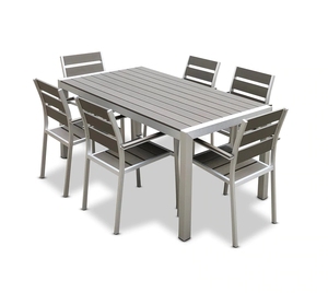 Meubles <span class=keywords><strong>de</strong></span> <span class=keywords><strong>jardin</strong></span> modernes et décontractés <span class=keywords><strong>de</strong></span> haute qualité, meubles <span class=keywords><strong>de</strong></span> salle à manger d'extérieur, ensemble <span class=keywords><strong>de</strong></span> table et <span class=keywords><strong>de</strong></span> chaises en <span class=keywords><strong>plastique</strong></span> et en bois pour patio - Product Image 6