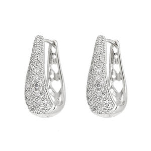 Boucles d'oreilles Michael Water Drop Hoop en or massif 18 carats avec micro-incrustation de diamants, bijoux fins de luxe pour femmes - Product Image 4