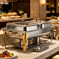 Catering-Buffet-Wärmer-Set Rechteckiger Edelstahl-Chafing-Dish mit Spiegelabdeckung Komplettes Chafing-Geschirr für Hotels und Restaurants