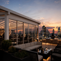 Pergola motorisée moderne en aluminium économique avec lames orientables, protection UV UPF 50+, imperméable, écologique, pour terrasse extérieure et balcon