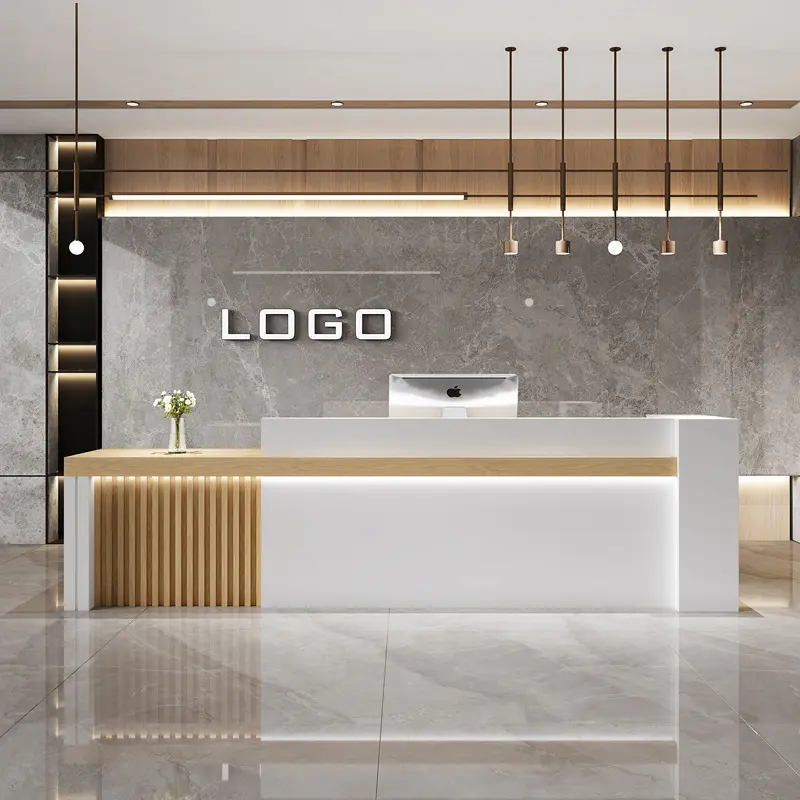 Modern Luxury Design Wooden Counter Office Reception Table Reception Desks