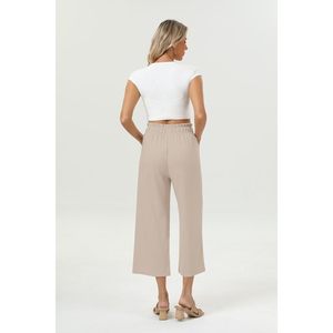 กางเกงขาบานผ้าลินินเอวสูงสำหรับผู้หญิง, กางเกงลำลองขายาวมีกระเป๋าดีไซน์ระบายอากาศได้ดีมี2025 - Product Image 5