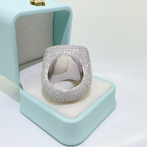 Nuova tendenza moda 925 argento intarsiato <span class=keywords><strong>D</strong></span> colore VVS rettangolare Moxan Moissanite anello con diamante pieno per uomo e donna - Product Image 2