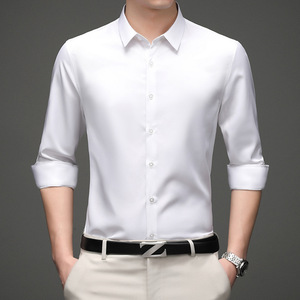 <span class=keywords><strong>Camisas</strong></span> de <span class=keywords><strong>manga</strong></span> <span class=keywords><strong>larga</strong></span> de satén elástico de cuatro vías para <span class=keywords><strong>hombre</strong></span> de tallas europeas transfronterizas para ropa drapeada sin arrugas de <span class=keywords><strong>Amazon</strong></span> para camisetas extranjeras - Product Image 2